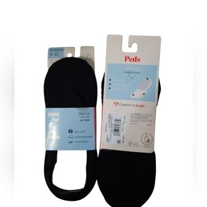 New Peds Black No Show Socks Womens 8-12 Mid Cut